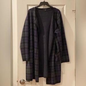 J.Crew Juliette Collarless Sweater Blazer, green plaid size L